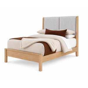 Mercer Street-Linen Finish Shelter Upholstered Bed-Grey Stripe - King
