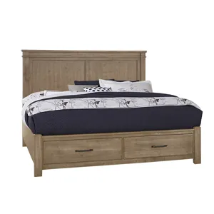 Cool Rustic Queen Mansion Bed w/Footboard Storage - Natural
