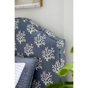 Tide & Timber-Clear Oak Blue Coral Upholstered Headboard - Twin