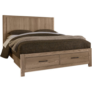 Lodge & Loft-Blond Oak Radius Poster Bed With Footboard Storage - Queen