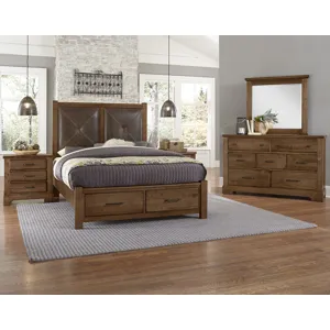 Cool Rustic King Leather Bed w/Footboard Storage -Amber