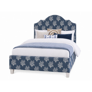 Tide & Timber-Luxe Blue Oak Blue Coral Upholstered Headboard - Full