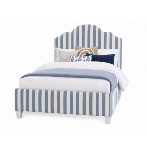 Tide & Timber-Luxe Blue Oak Blue Stripe Upholstered Headboard - Queen