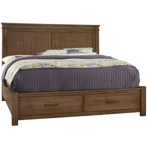 Cool Rustic Cal King Mansion Bed w/Footboard Storage -Amber