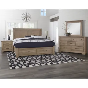 Cool Rustic Queen Mansion Bed w/Footboard Storage - Natural