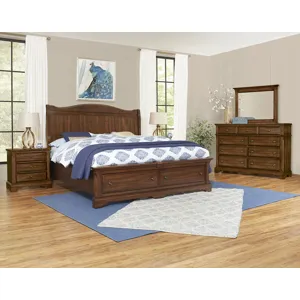 Heritage King Sleigh Bed With Storage Footboard -Amish Cherry