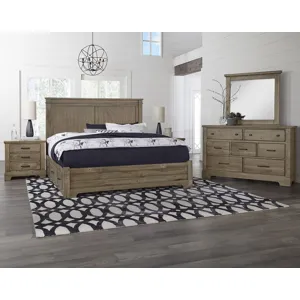 Cool Rustic King Mansion Bed w/1 Sided Storage -Stone Grey
