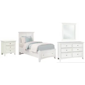 Bonanza 4 PC Twin Mansion Bedroom Set - White