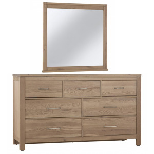 Tide & Timber-Clear Oak Dresser 7 Drawer & Mirror
