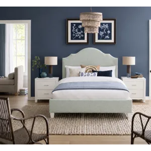 Tide & Timber-Grey Oak Forest Green Upholstered Headboard - Queen