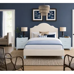 Tide & Timber-Luxe Blue Oak Linen Upholstered Headboard - Full
