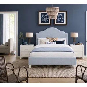 Tide & Timber-Clear Oak Ocean Blue Upholstered Headboard - Full
