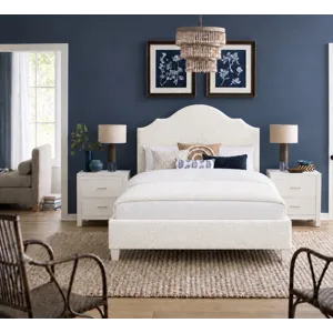 Tide & Timber-Clear Oak White Boucle\' Upholstered Headboard - King