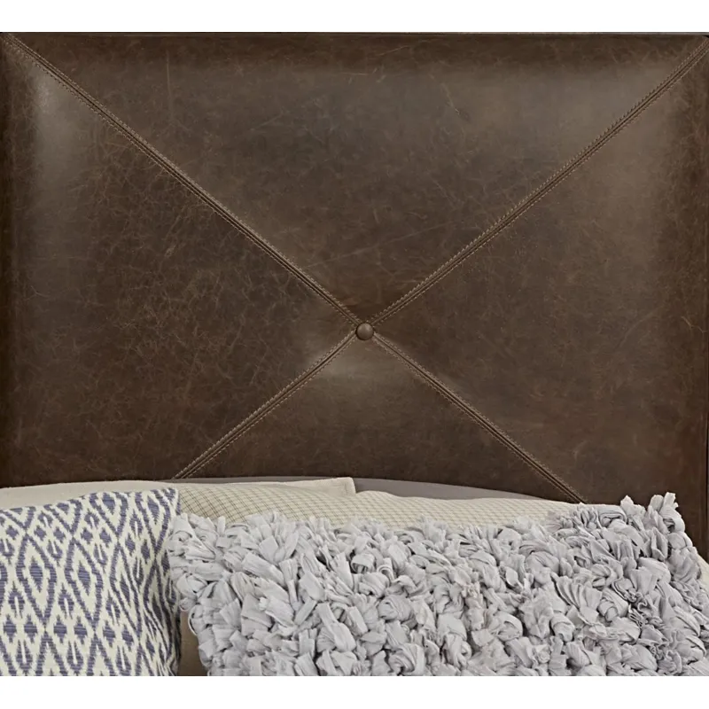 Cool Rustic King Leather Bed with Footboard Storage -Stone Grey