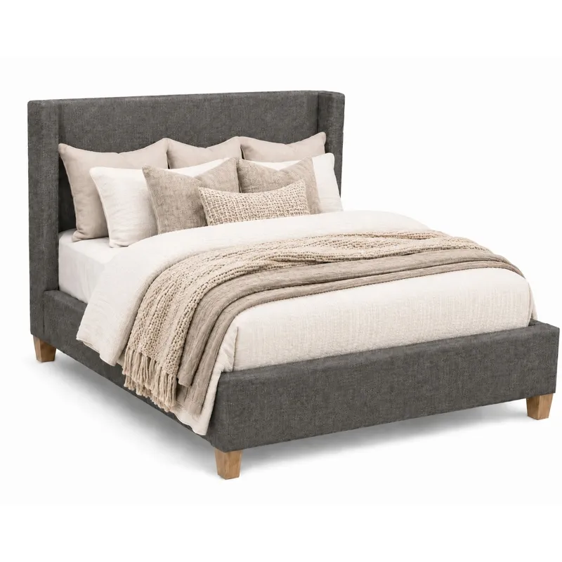 Upholstered Beds Grey Flan Upholstered Shelter Headboard - Queen