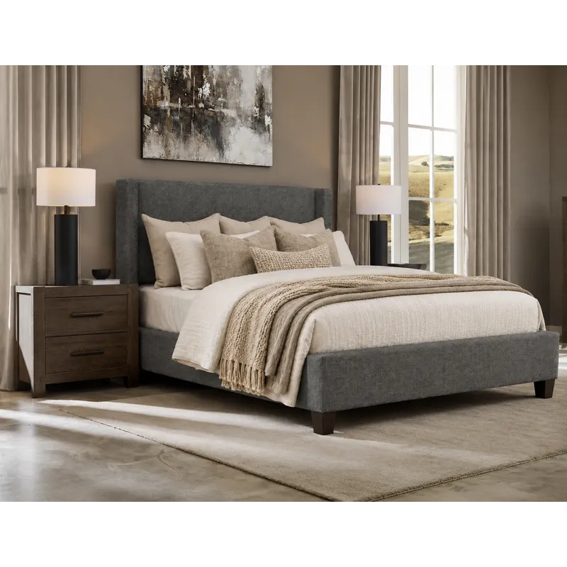 Upholstered Beds Grey Flannel Upholstered Shelter Bed - Queen