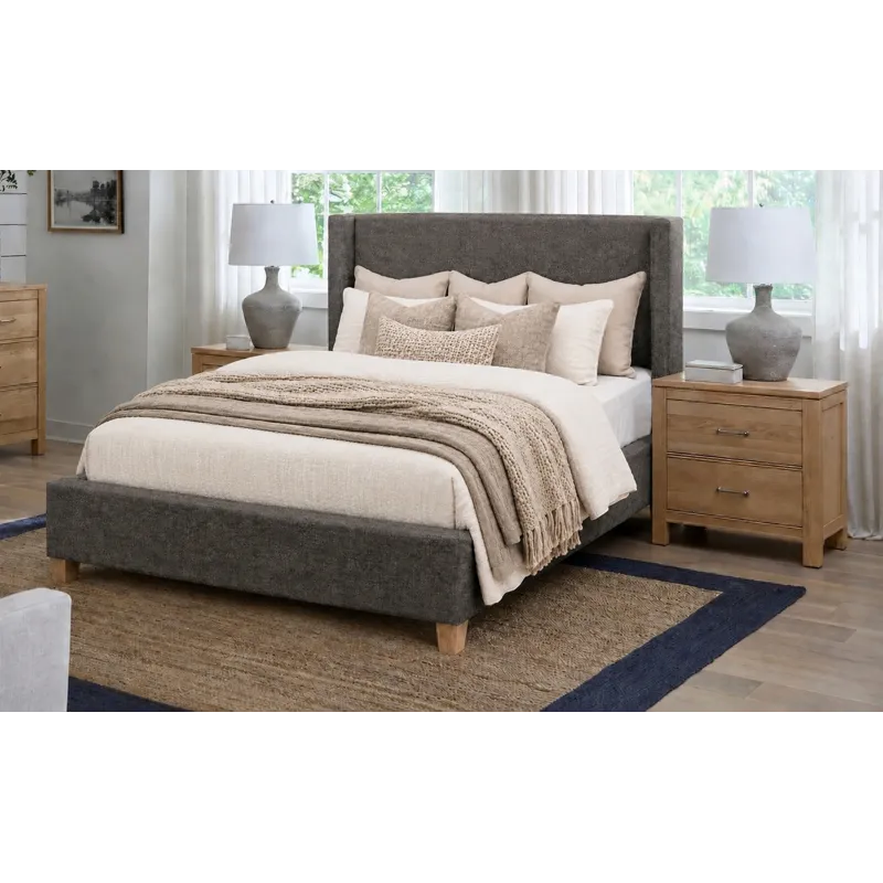 Upholstered Beds Grey Flannel Upholstered Shelter Bed - King