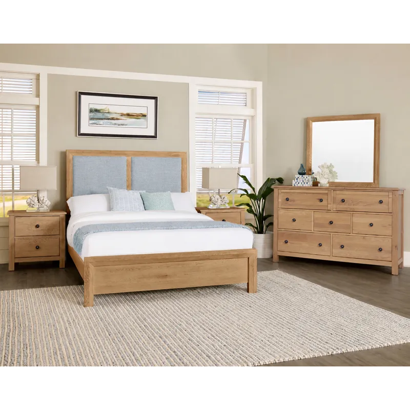 Custom Express-Clear Oak Upholstered Bed-Ocean - California King