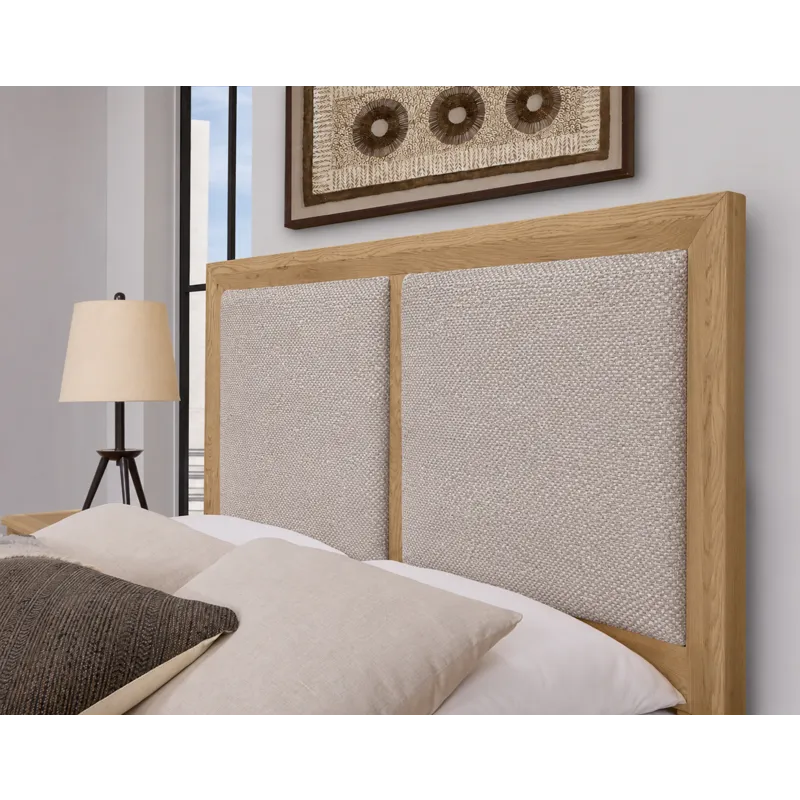 Custom Express-Clear Oak Upholstered Bed-Khaki - King