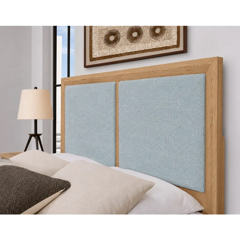 Custom Express-Clear Oak Upholstered Bed-Ocean - California King