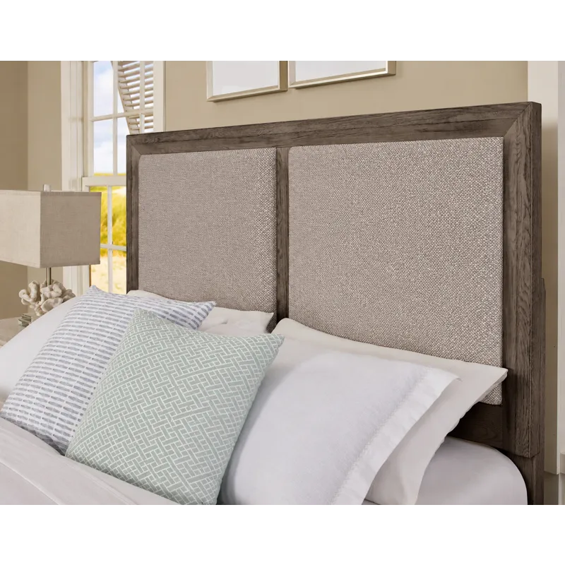 Custom Express-Driftwood Grey Upholstered Bed-Khaki - King