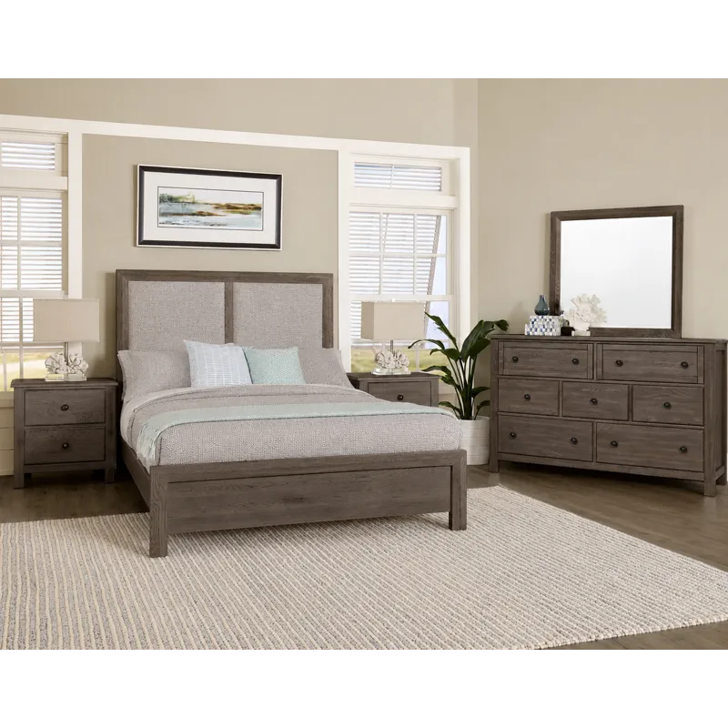 Custom Express-Driftwood Grey Upholstered Bed-Khaki - King