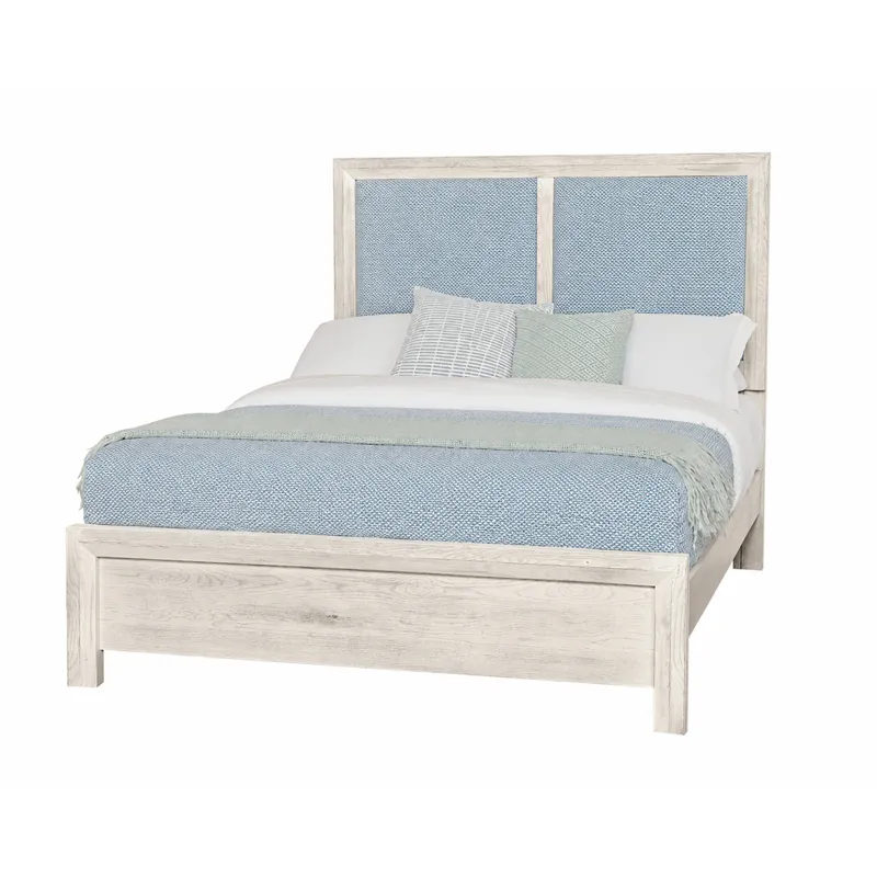 Custom Express-Weathered White Upholstered Bed-Ocean - King