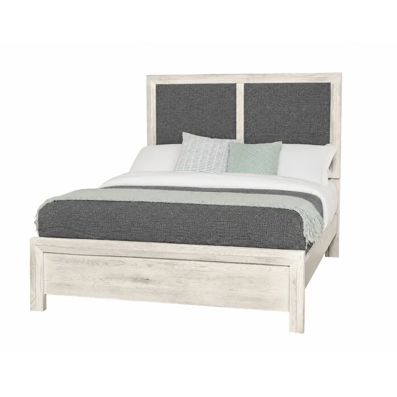 Custom Express-Weathered White Upholstered Bed-Shadow - King