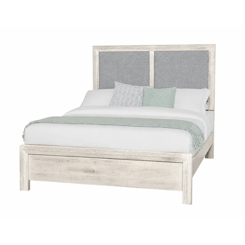 Custom Express-Weathered White Upholstered Bed-Steel - King
