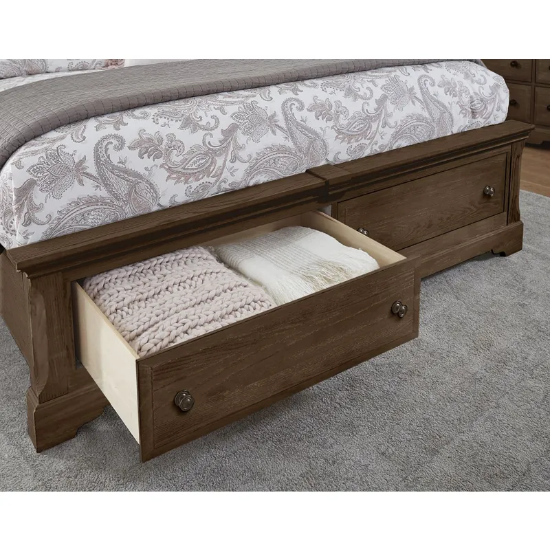 Heritage King Sleigh Bed With Storage Footboard - Cobblestone Oak 