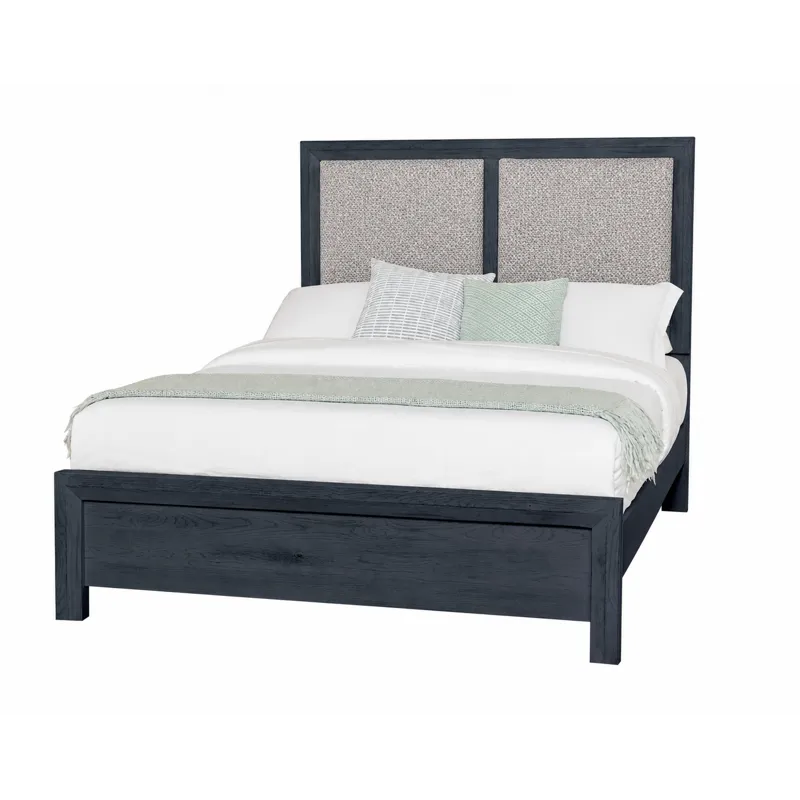 Custom Express-Indigo Upholstered Bed-Khaki - Queen