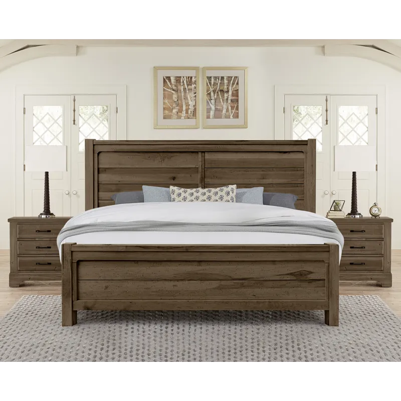 Cool Rustic-Mink Plank Bed - King