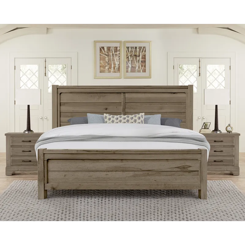 Cool Rustic-Stone Grey Plank Headboard - Queen