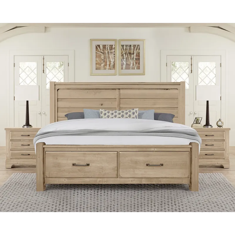 Cool Rustic-Clear Maple Plank Headboard - Queen