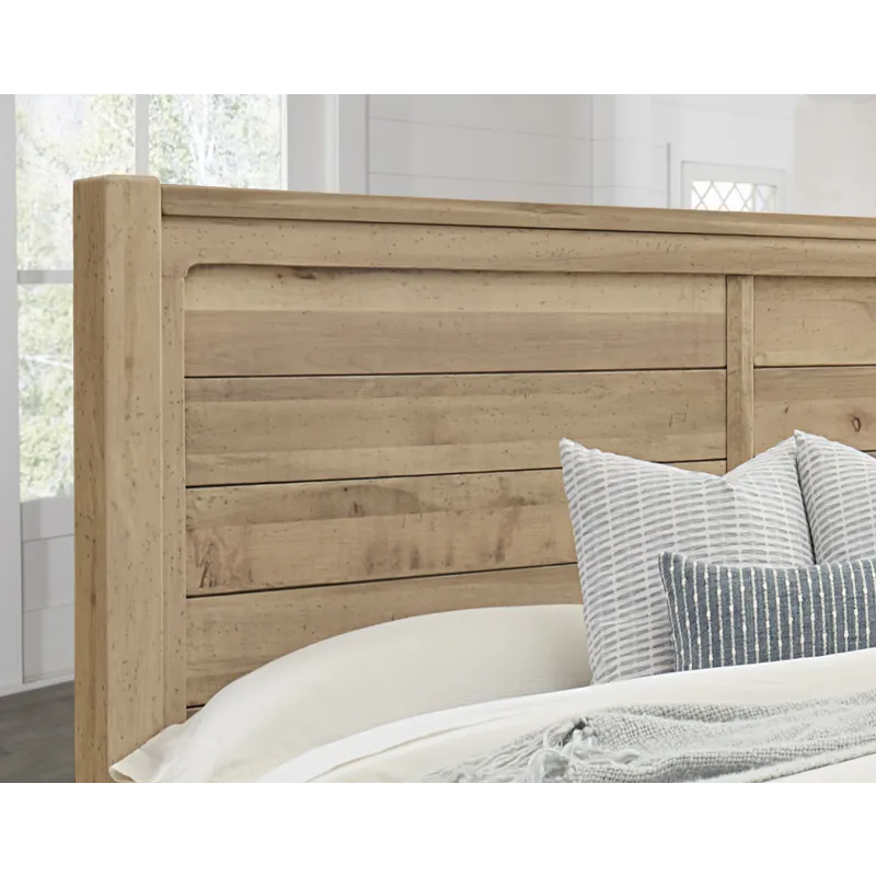 Cool Rustic-Clear Maple Plank Headboard - Queen