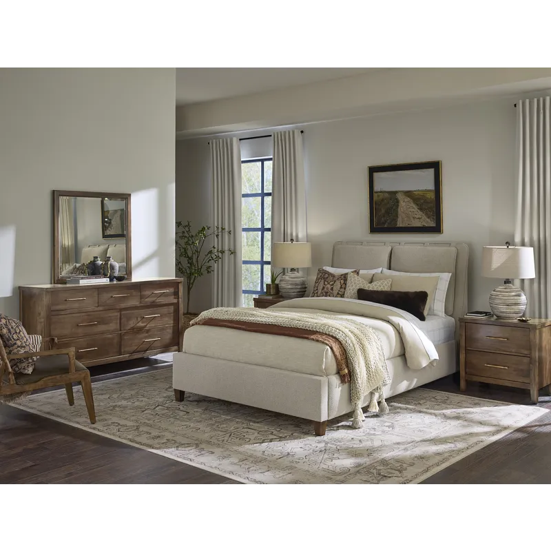 Pure Maple-Maple Syrup Sandstone Upholstered Footboard - Queen