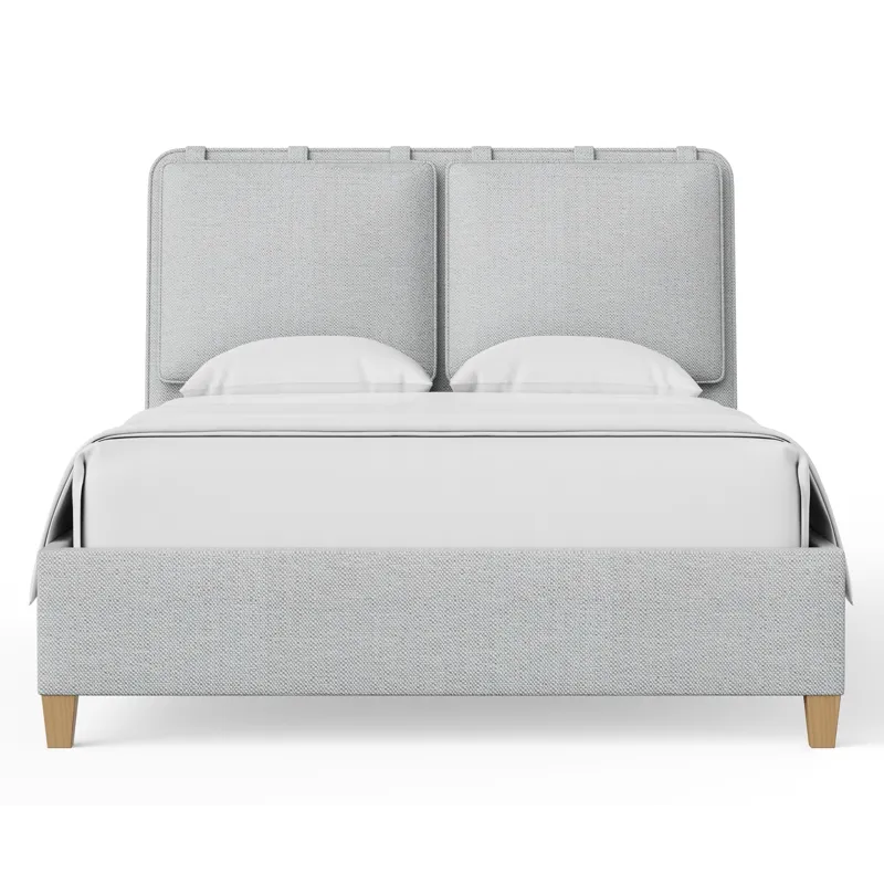 Nordhaven-Nordic Walnut Blue Mist Upholstered Headboard - King