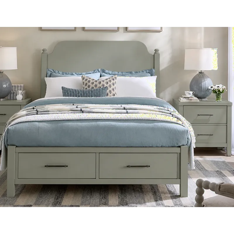 Pure Maple-Sage Poster Storage Bed - King