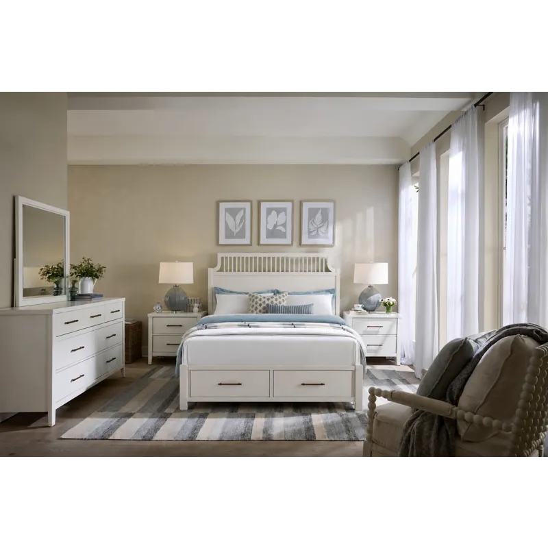 Pure Maple-Cottage White Garden Storage Bed - King