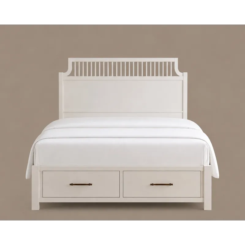 Pure Maple-Cottage White Garden Storage Bed - King