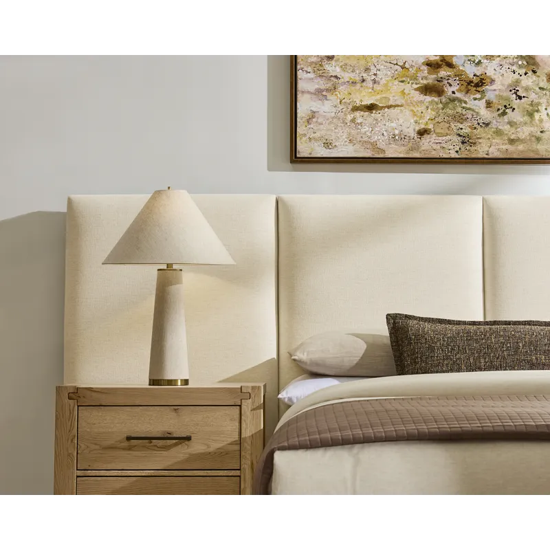 Joinery-Espresso Oak Ivory Cream Upholstered Headboard - King