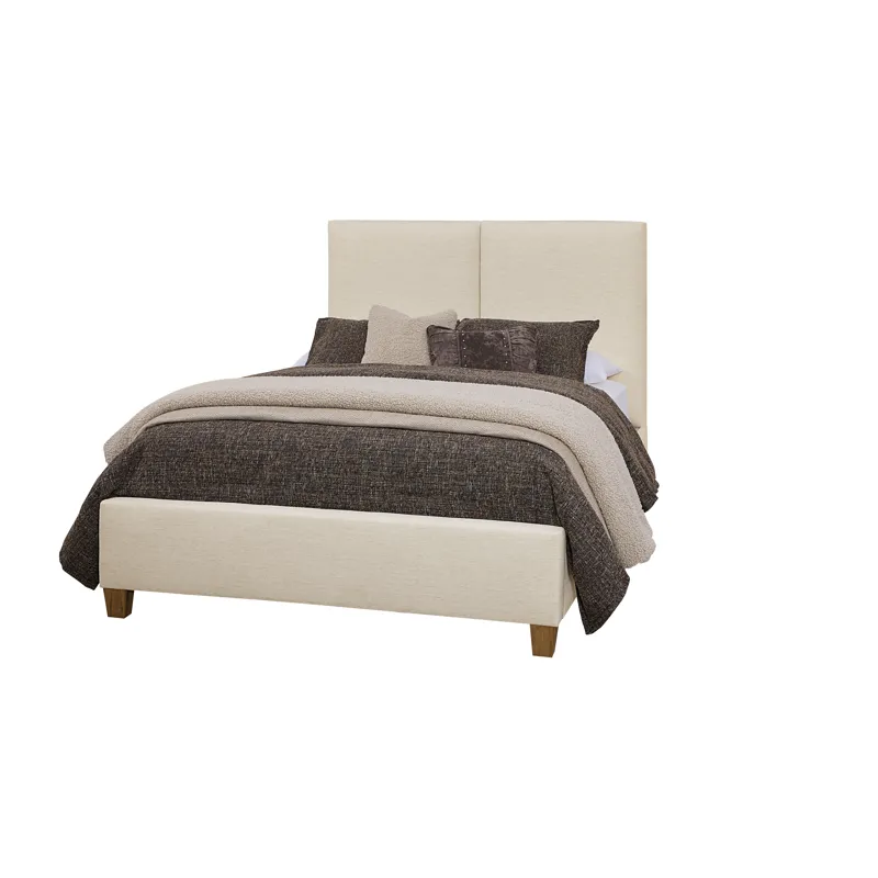 Joinery-Espresso Oak Upholstered Bed-Ivory Cream - Queen