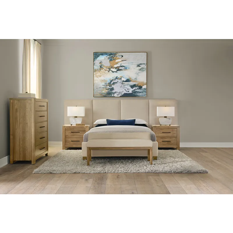 Joinery-Natural Oak Upholstered Wall Bed-Ivory Cream - Queen