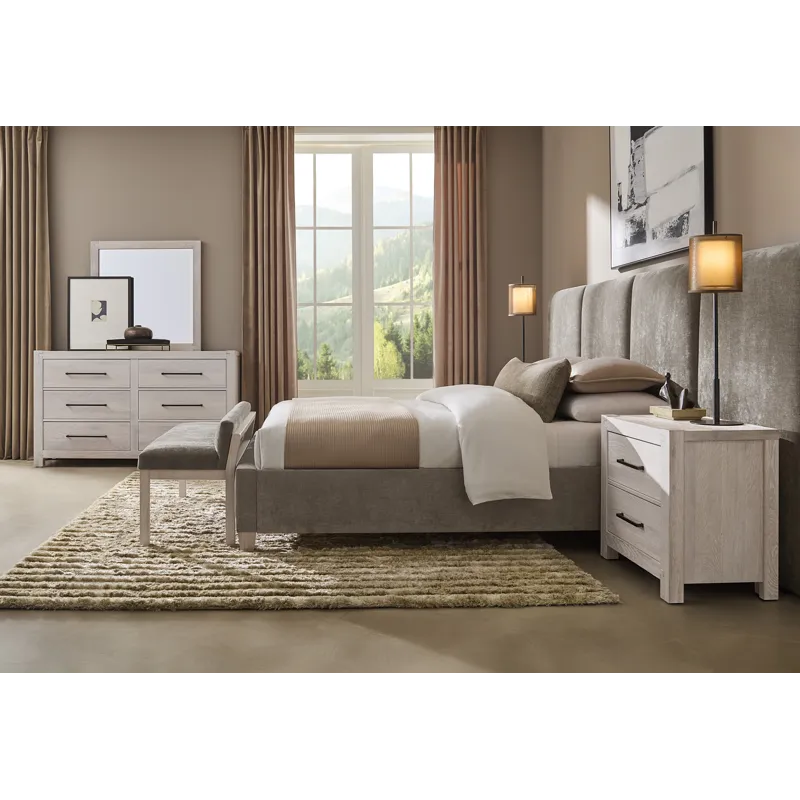 Joinery-Espresso Oak Upholstered Wallbed-Brindle Grey - Queen