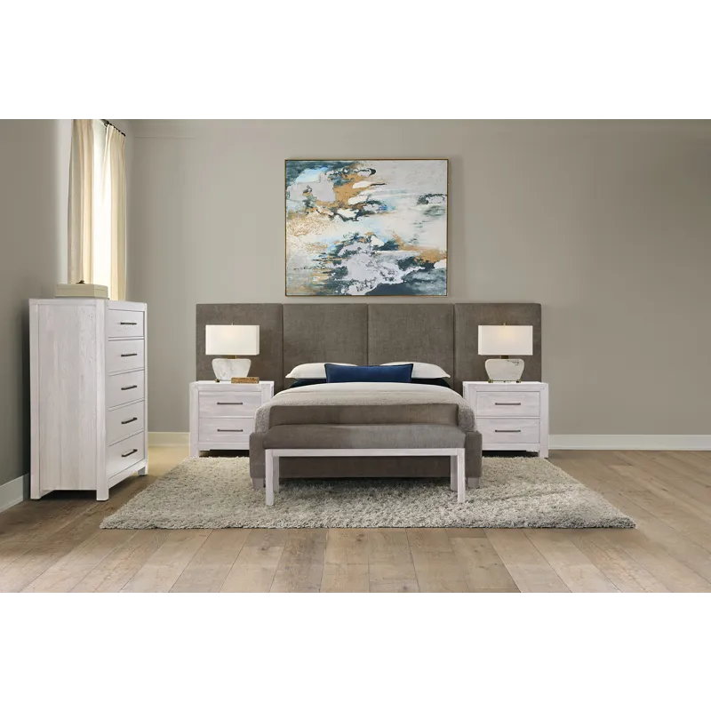 Joinery-Washed White Oak Upholstered Wallbed-Brindle Grey - Queen