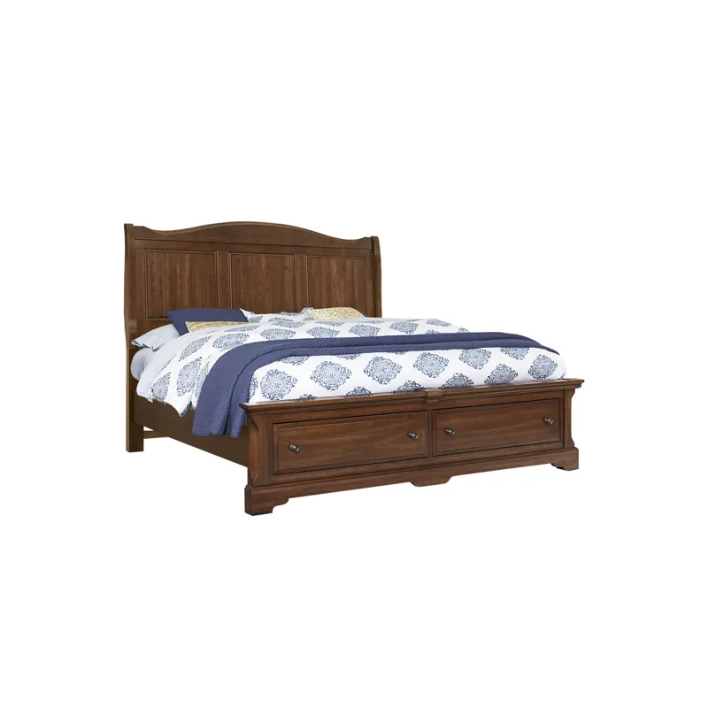 Heritage King Sleigh Bed With Storage Footboard -Amish Cherry