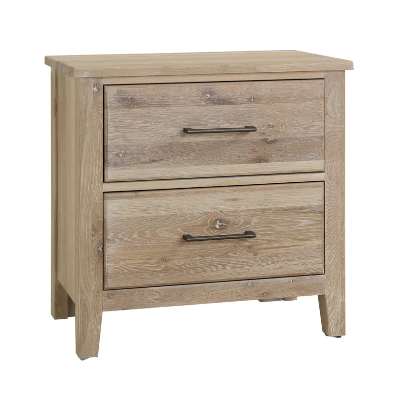 Fulling Mill-Bleached White Nightstand-2 Drw W/Chrg Statn