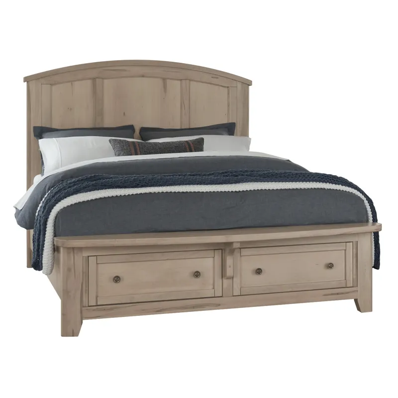 Woodbridge-Clear Maple Arch Bed With Storage Footboard - Queen