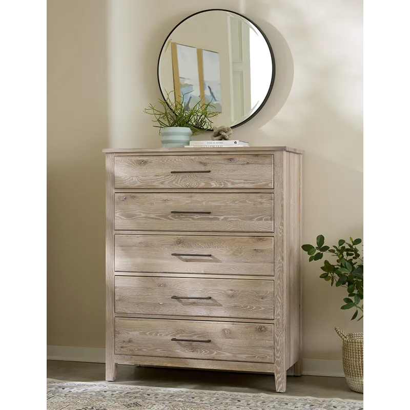 Fulling Mill-Bleached White Chest 5 Drawer