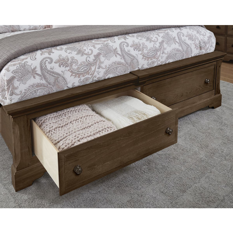 HeritageCobblestone Oak King Mansion Bed With Storage Footboard 112
